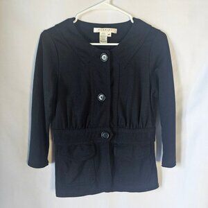 STUDIO M Petite Black Button Front Collared Jacket Cardigan MP